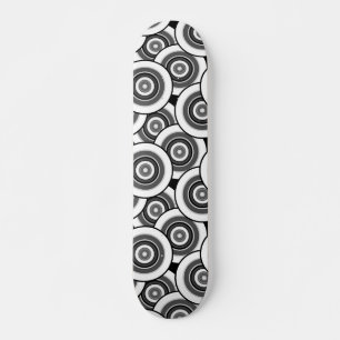 Skateboard Cercles et anneaux quadrillage géométrique noir et
