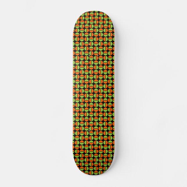 Skateboard Cercles pivotants - Vert et orange sur noir (Recto)