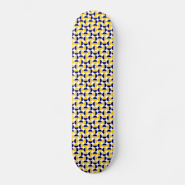 Skateboard Cercles tournants - Jaune et Marine (Recto)