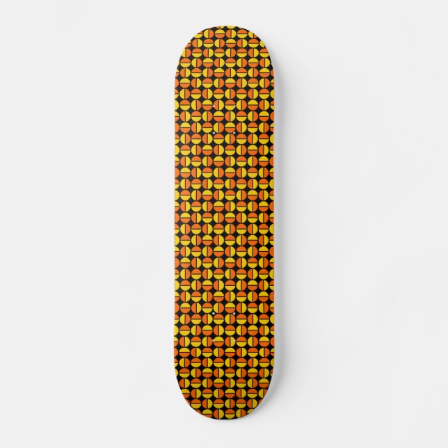 Skateboard Cercles tournants - orange et orange sur noir (Recto)