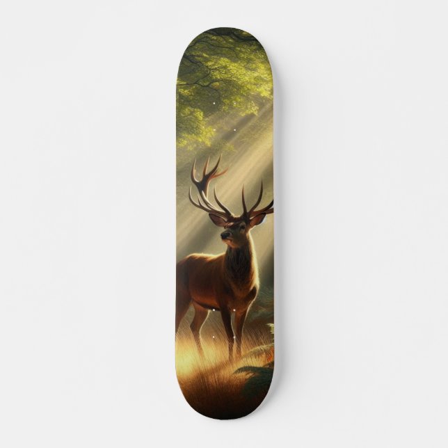 Skateboard Cerf dans la forêt matinale (Devant)