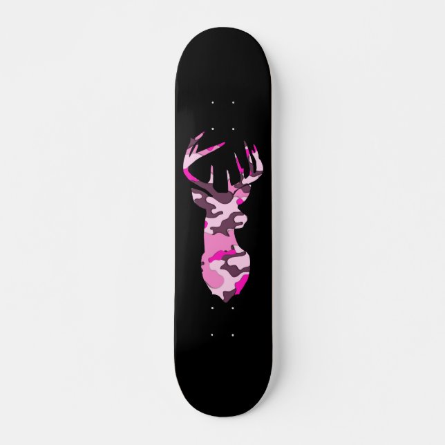 Skateboard Cerf de camo rose / planche à skis (Devant)