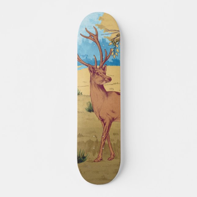 Skateboard Cerfs en forêt Animal Vintage (Devant)