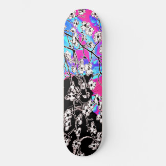 Skateboard Cerisier Fleur Noir Chat ciel Abstrait Bleu Floral