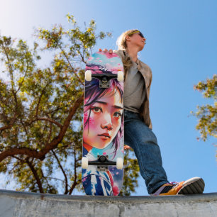 Skateboard Cerisiers en Fleurs Jeune Fille Japonaise