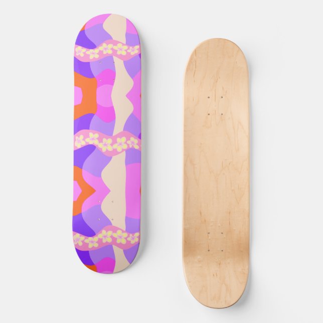 Skateboard Chaîne de marguerite psychédélique - Patchwork ros (Recto)