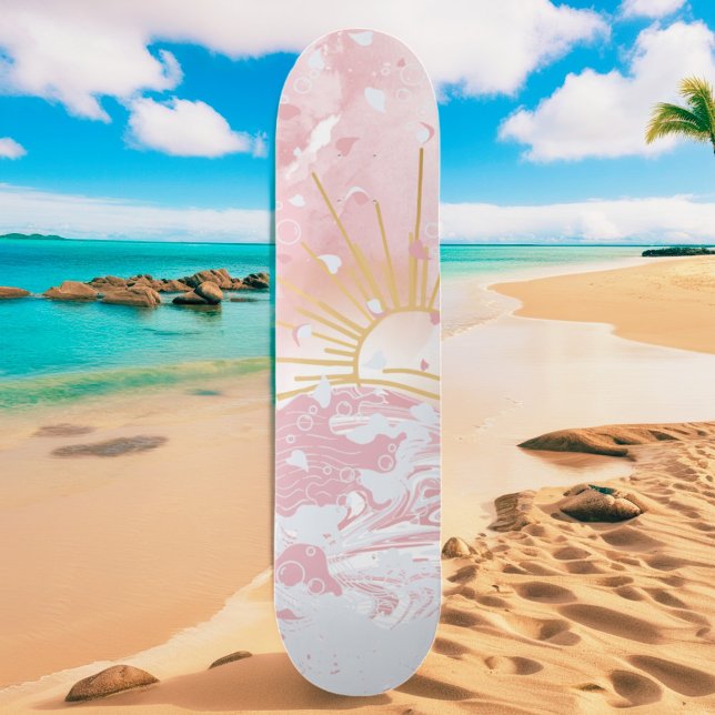 Skateboard Champagne rose pâle et roux Rose couchant soleil e (Créateur téléchargé)