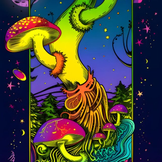 Skateboard champignon couleurs trippy psychédélique (Créateur téléchargé)
