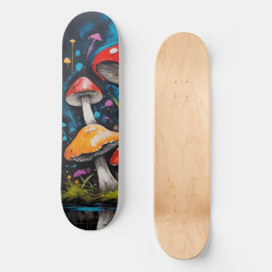 Skateboard Champignons des hippies colorés et brillants