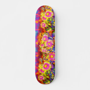 Skateboard Champs de tournesol rose