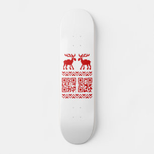 Skateboard Chandail de Noël moche Code QR Bonne année !