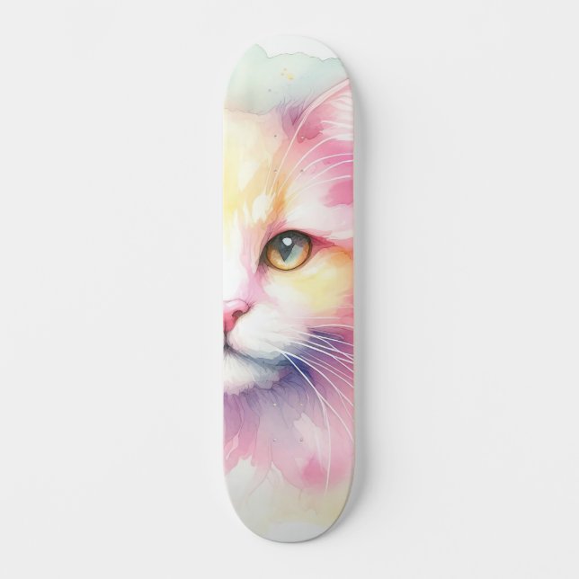 Skateboard Chat aquarelle (Recto)
