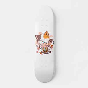 Skateboard Chat Boba Tea Bubble Tea Anime Kawaii Neko pour fi