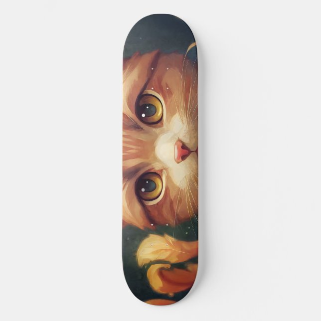 Skateboard Chat Cute Orange Kitty (Recto)