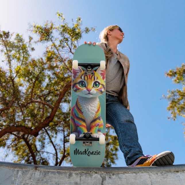 Skateboard Chat de bonbon coloré mignon féminin (Extérieur 1)