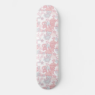 Skateboard Chat Goth Crâne Style Japonais Kawaii Cœur Nuage