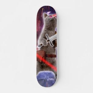 Skateboard Chat guerrier avec lasers de l'oeil
