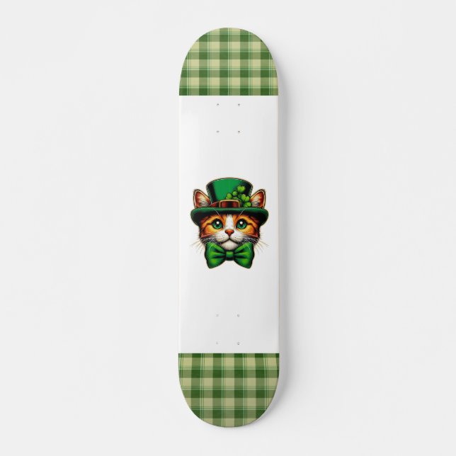 Skateboard Chat mignon/chaton Saint Patrick's Day (Devant)