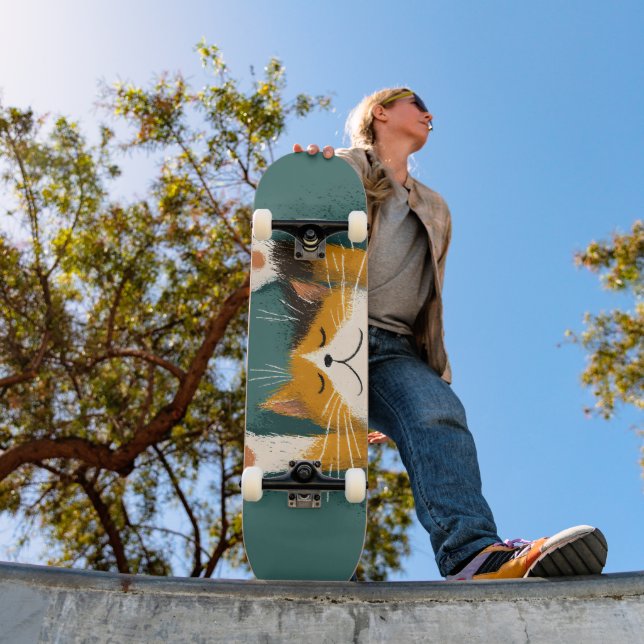 Skateboard Chat mignon drôle qui fait la sieste (Extérieur 1)