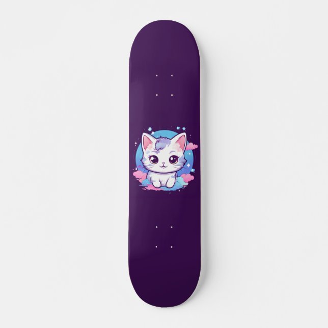 Skateboard Chat Mignon Rose (Devant)