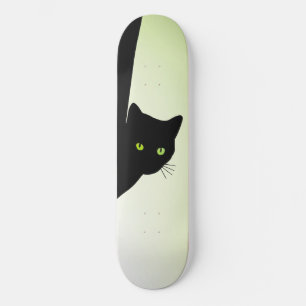 Skateboard Chat noir à oreille verte