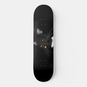 Skateboard Chat noir aux yeux jaunes dans le noir