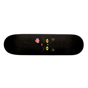 Skateboard Chat noir avec les marques blanches