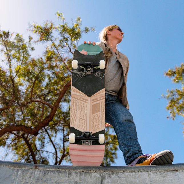 Skateboard Chat noir de salle de bain drôle  (Extérieur 1)