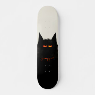 Skateboard Chat noir grumeux