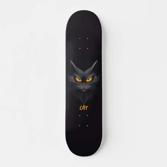 Skateboard Chat noir personnalisé (Devant)