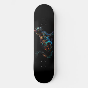Skateboard Chat Plasma sur noir dans des couleurs vives