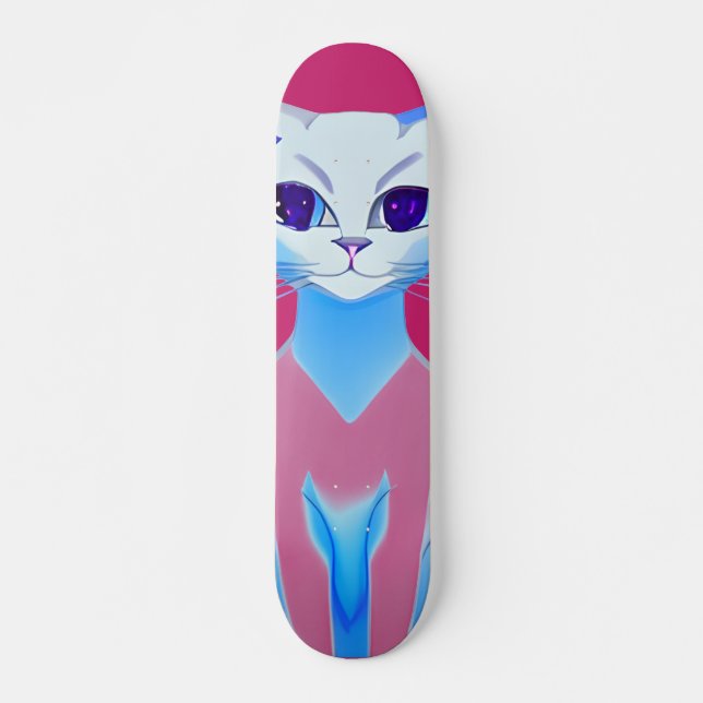Skateboard Chat Siamois Rose Chaud (Devant)
