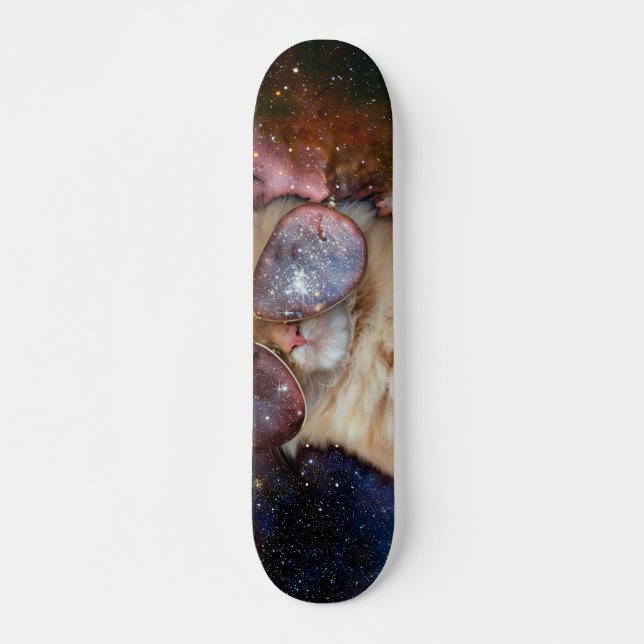 Skateboard Chat spatial portant des lunettes de soleil (Devant)