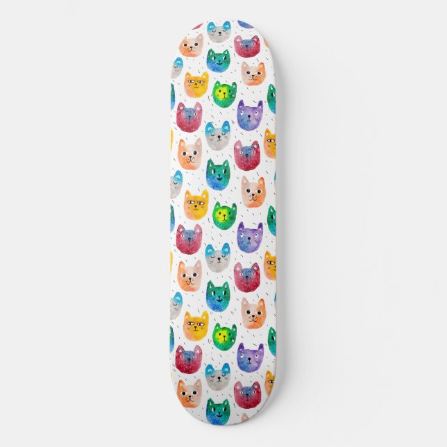 Skateboard Chats aquarelles et amis (Recto)