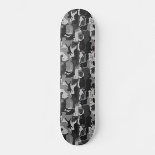 Skateboard Chats Camouflés Gris Motif Chats Kitty Gris Camo
