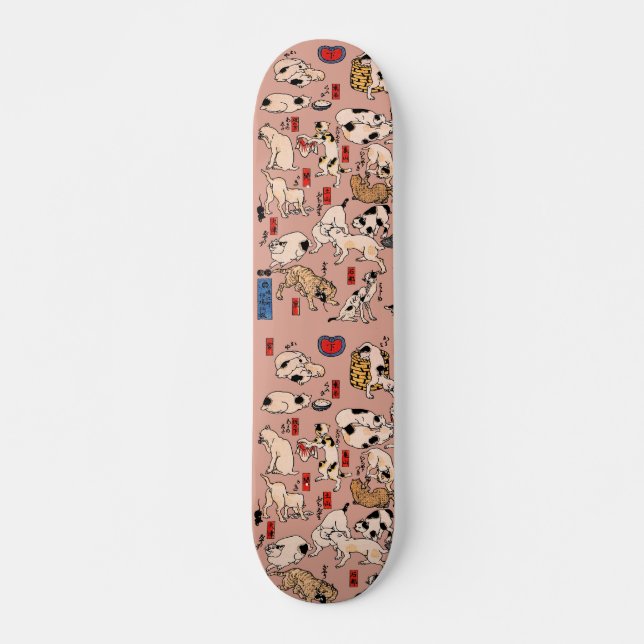 Skateboard Chats japonais Woodblock ukiyo-e Kitty Vintage (Devant)