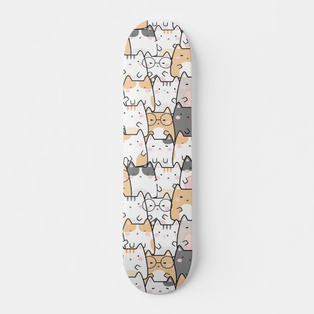 Skateboard Chats Motif Cute Kawaii sans joint (Devant)