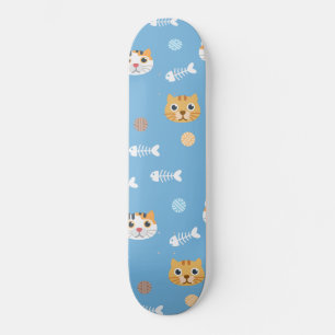 Skateboard Chats motifs chats mignons et poissons