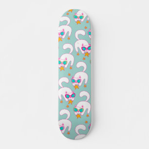 Skateboard Chats tirés par la main mignons avec des lunettes