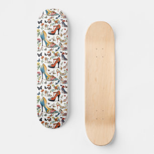 Skateboard Chaussures à talon haute florale avec papillons