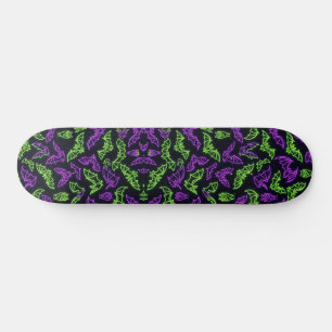 Skateboard Chauves-souris Halloween violet vert néon coloré