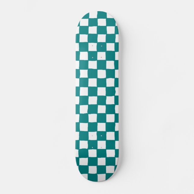 Skateboard checkered pattern (teal) (Recto)