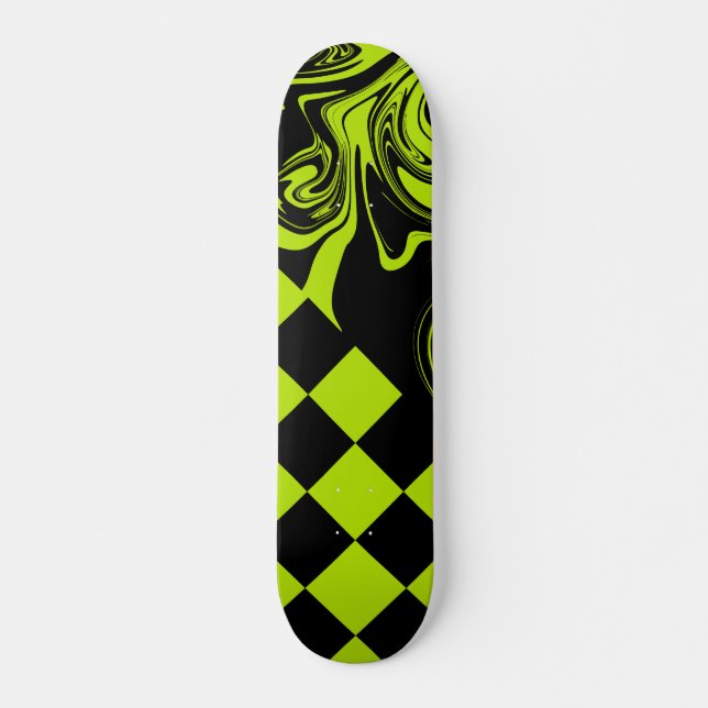 Skateboard Chèques et permules - Lime vert et noir (Devant)
