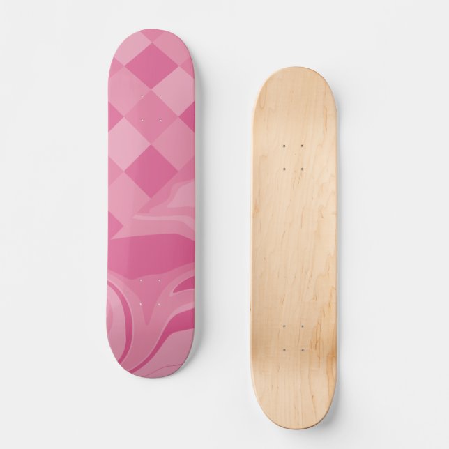 Skateboard Chèques et persiennes - Rose (Recto)