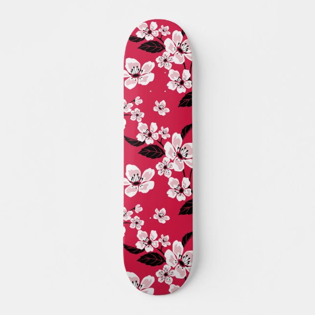SKATEBOARD CHERRY BLOSSOM - SAKURA (ROUGE) (Devant)