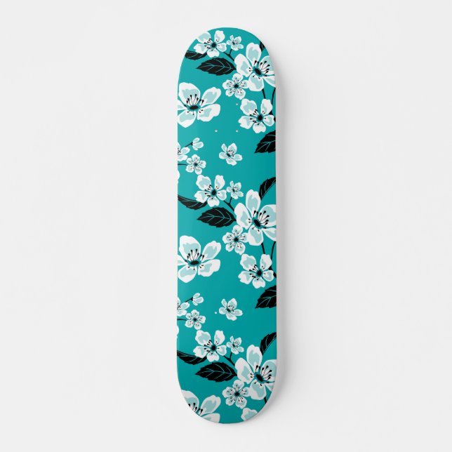 SKATEBOARD CHERRY BLOSSOM - SAKURA (TURQUOISE) (Devant)