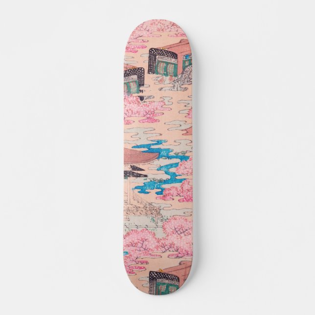 Skateboard Cherry Blossom Spring Landscape Vintage Japonais (Devant)