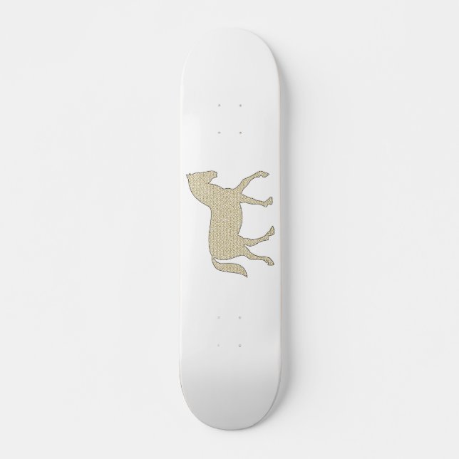 Skateboard Cheval - motif géométrique - beige et blanc (Devant)