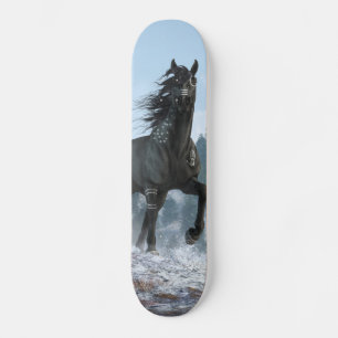 Skateboard Cheval noir dans la peinture de guerre