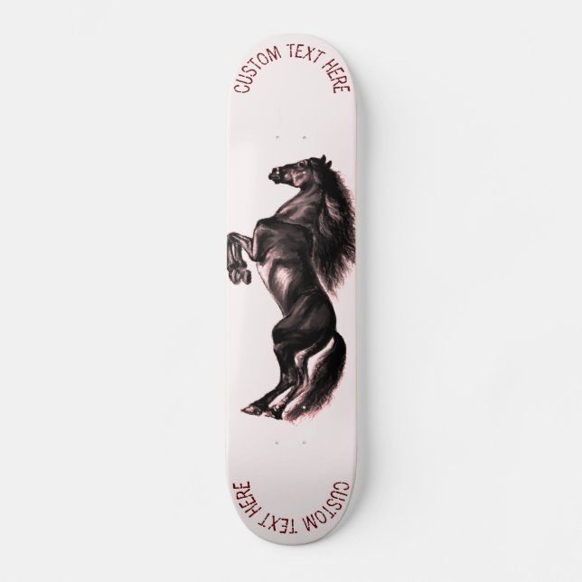 Skateboard Cheval sauvage noir dressé - Dessin - Ajouter un t (Recto)